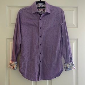 Robert Graham Purple Button Down with Floral Cuff